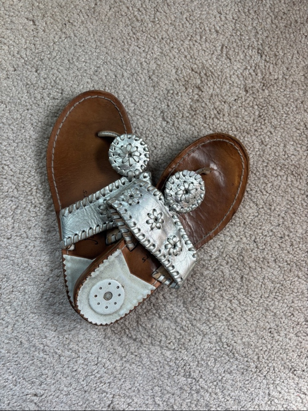 Girls Jack Rogers Silver Braided Sandals